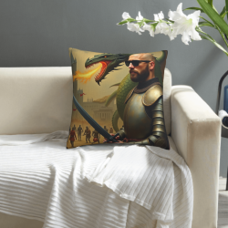 Housse de coussin en peluche à motif de chevalier médiéval - Okomall
