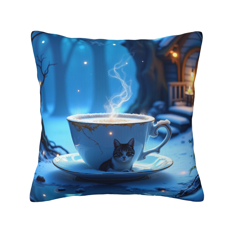 Housse de coussin en peluche NuanYiXi - Paysage nocturne de la forêt | OkOmall