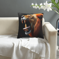 Funda de cojín de peluche de león realista - 18x18 pulgadas | Okomall