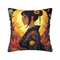 Okomall의 소녀를 테마로 한 봉제 인형 쿠션 커버 - 더블 프린트 | 45x45cm