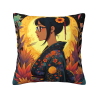 Okomall 少女主題毛絨抱枕套 - 雙面印花 | 18x18in