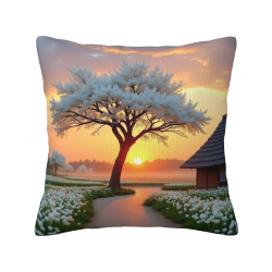 Coussin moelleux forêt au coucher du soleil - Okomall