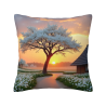 Funda de cojín de peluche con diseño de bosque al atardecer - Okomall