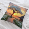 Funda de cojín de peluche con diseño de bosque al atardecer - Okomall