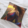 Funda de cojín de felpa con diseño femenino y paisaje estético - Okomall