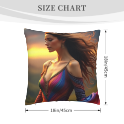 Housse de coussin en peluche avec motif féminin et paysage esthétique - Okomall