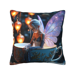 Housse de Coussin en Peluche Motif Fée de la Forêt Enchantée - Okomall