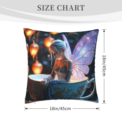 Housse de Coussin en Peluche Motif Fée de la Forêt Enchantée - Okomall