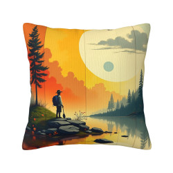 Funda de cojín de peluche 'Crepúsculo en el bosque' - Okomall