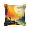 Funda de cojín de peluche 'Crepúsculo en el bosque' - Okomall