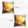 Housse de coussin en peluche 'Crépuscule en forêt' - Okomall