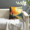 Housse de coussin en peluche 'Crépuscule en forêt' - Okomall