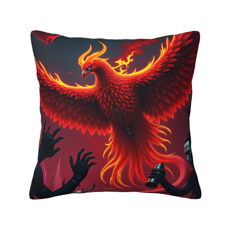 Housse de coussin en peluche à motif de phénix - Okomall