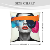 Housse de coussin en peluche avec art abstrait et portrait - Okomall