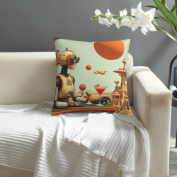Coussin en peluche style rétro-futuriste - Okomall