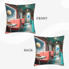Housse de coussin en peluche avec scène de café vintage - Okomall