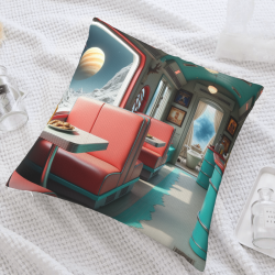 Copricuscino in peluche con scena di caffetteria vintage - Okomall