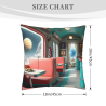 Vintage Coffee Shop Scene Plush Pillow Cover - Okomall