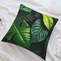 Housse de coussin en peluche à motifs tropicaux - Okomall