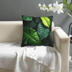 Housse de coussin en peluche à motifs tropicaux - Okomall