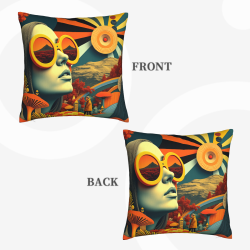 Housse de coussin en peluche sur le thème de la forêt psychédélique - Décoration d'intérieur Okomall