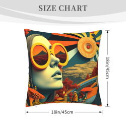 Housse de coussin en peluche sur le thème de la forêt psychédélique - Décoration d'intérieur Okomall