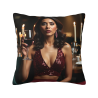 Funda de cojín de felpa con retrato de mujer elegante - Okomall