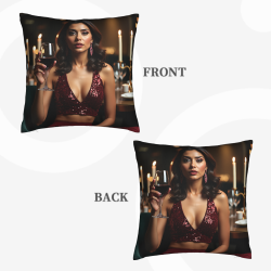 Funda de cojín de felpa con retrato de mujer elegante - Okomall