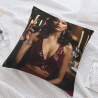 Housse de coussin en peluche avec portrait de femme élégante - Okomall