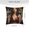 Housse de coussin en peluche avec portrait de femme élégante - Okomall