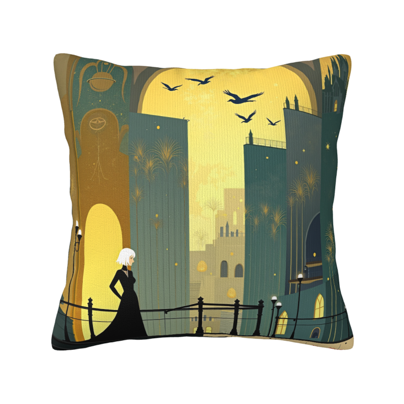 Funda de cojín de peluche temática de Metrópolis de Ensueño - Okomall
