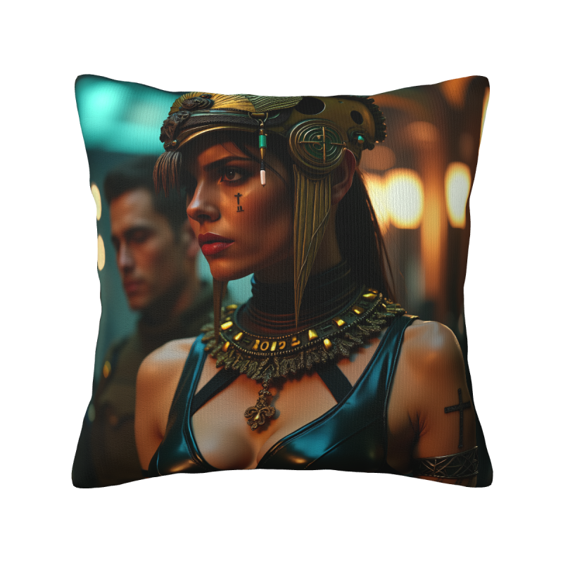 Funda de cojín de felpa con motivos exóticos de la Reina de Egipto - Okomall