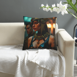 Funda de cojín de felpa con motivos exóticos de la Reina de Egipto - Okomall