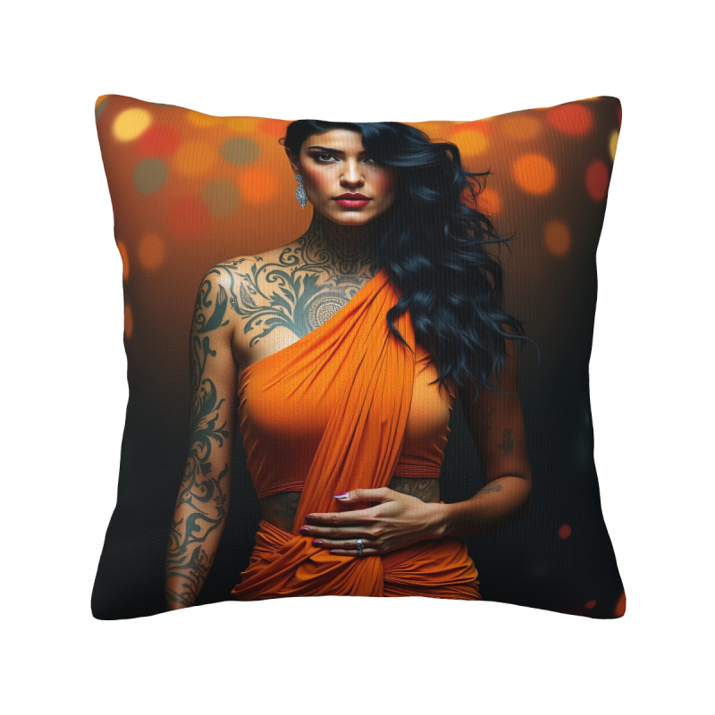 Housse de coussin en peluche avec portrait féminin esthétique - Okomall