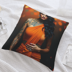 Housse de coussin en peluche avec portrait féminin esthétique - Okomall