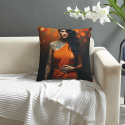 Housse de coussin en peluche avec portrait féminin esthétique - Okomall
