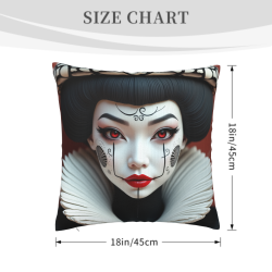 Funda de cojín de peluche con tema de geisha - Okomall