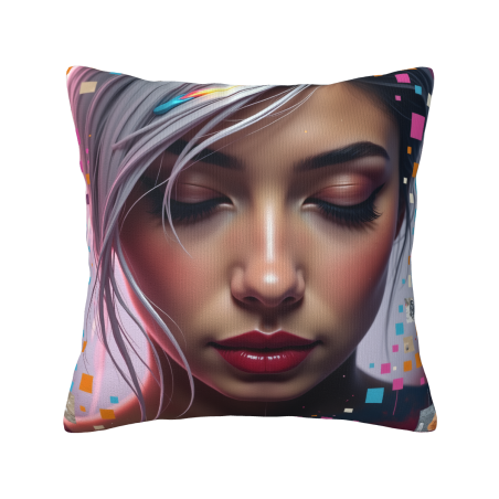 Magnifique housse de coussin en peluche à portrait féminin - Okomall