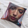 Magnifique housse de coussin en peluche à portrait féminin - Okomall