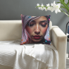 Magnifique housse de coussin en peluche à portrait féminin - Okomall