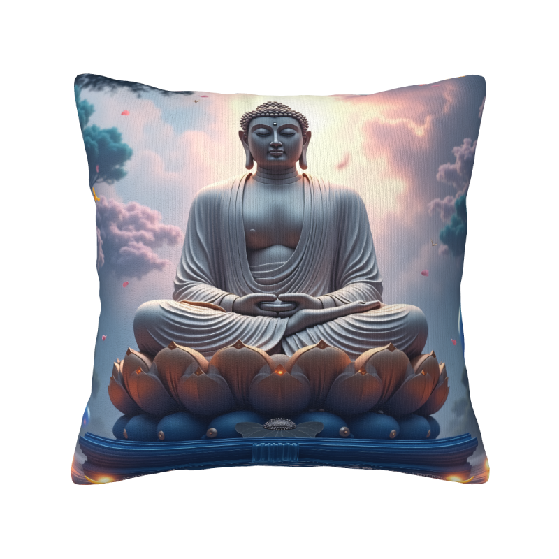 Coussin en peluche avec paysage zen - 18x18 pouces | OKOMALL