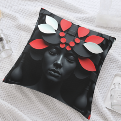 Funda de cojín de felpa con patrón geométrico abstracto - Okomall