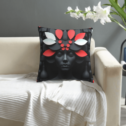 Funda de cojín de felpa con patrón geométrico abstracto - Okomall