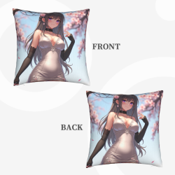 Housse de coussin en peluche à thème de jolie fille - Okomall