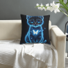 Housse de coussin peluche chat étoiles magiques - Okomall
