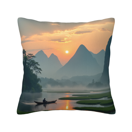 Cuscino in peluche con paesaggio montano - Okomall