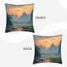 Funda de cojín de peluche con paisaje montañoso - Okomall