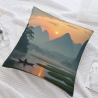 Funda de cojín de peluche con paisaje montañoso - Okomall