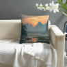 Funda de cojín de peluche con paisaje montañoso - Okomall
