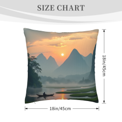 Funda de cojín de peluche con paisaje montañoso - Okomall